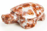 Polished Red Flower Marble Turtle - India #311882-1